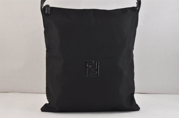 Authentic FENDI Vintage Shoulder Bag Nylon Leather Black 7667K