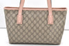 Authentic GUCCI Vintage Shoulder Tote Bag GG PVC Enamel 211138 Brown Pink 7669J