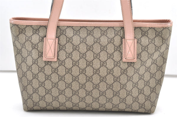 Authentic GUCCI Vintage Shoulder Tote Bag GG PVC Enamel 211138 Brown Pink 7669J