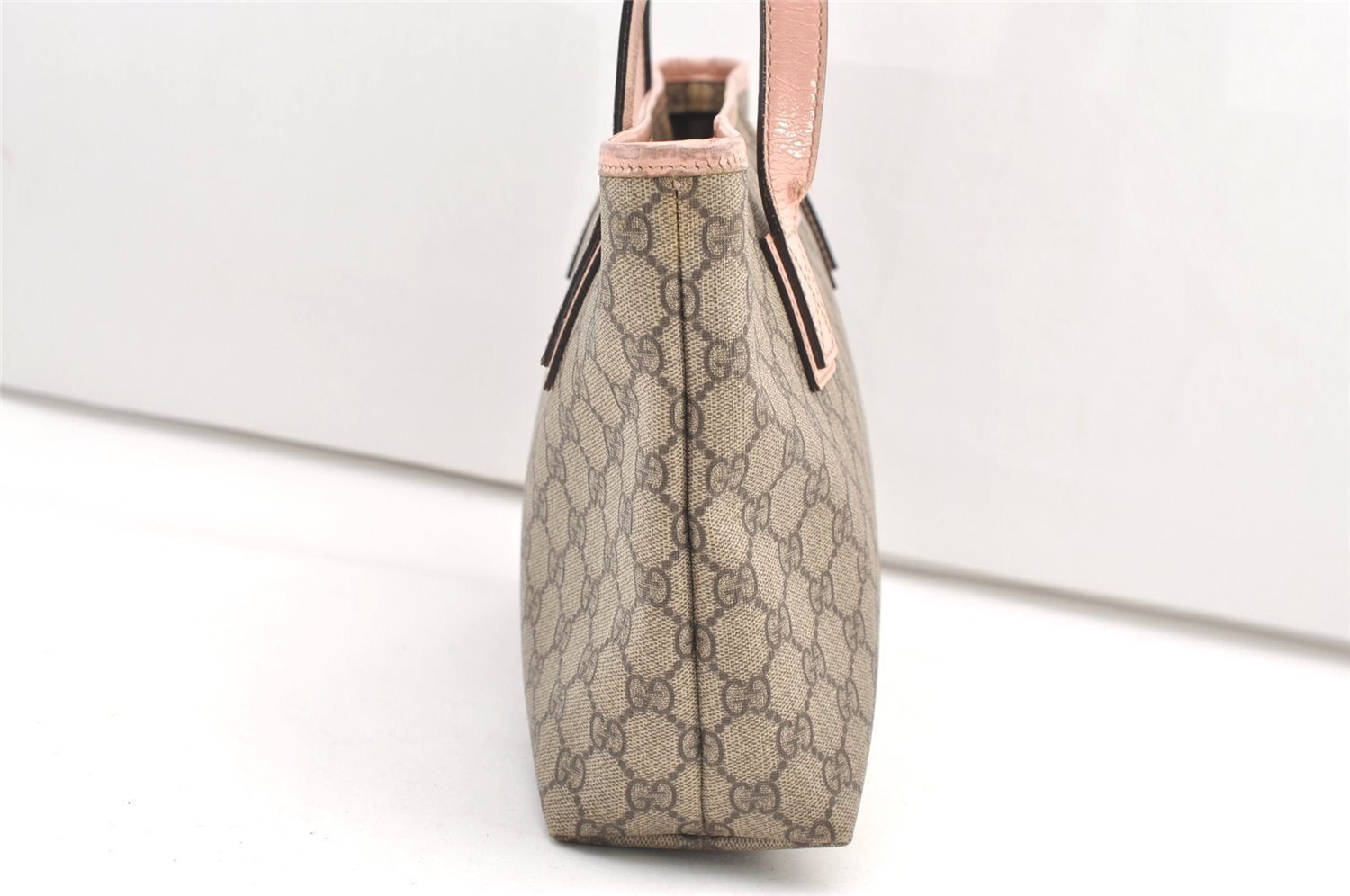 Authentic GUCCI Vintage Shoulder Tote Bag GG PVC Enamel 211138 Brown Pink 7669J