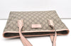 Authentic GUCCI Vintage Shoulder Tote Bag GG PVC Enamel 211138 Brown Pink 7669J