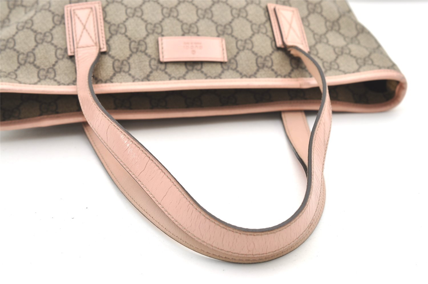 Authentic GUCCI Vintage Shoulder Tote Bag GG PVC Enamel 211138 Brown Pink 7669J