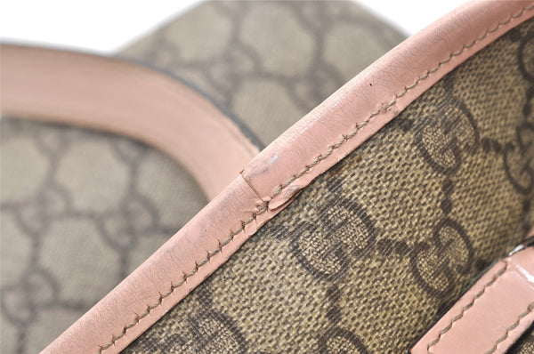 Authentic GUCCI Vintage Shoulder Tote Bag GG PVC Enamel 211138 Brown Pink 7669J