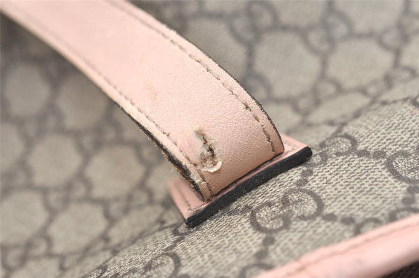 Authentic GUCCI Vintage Shoulder Tote Bag GG PVC Enamel 211138 Brown Pink 7669J