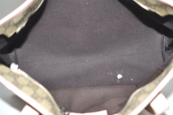 Authentic GUCCI Vintage Shoulder Tote Bag GG PVC Enamel 211138 Brown Pink 7669J