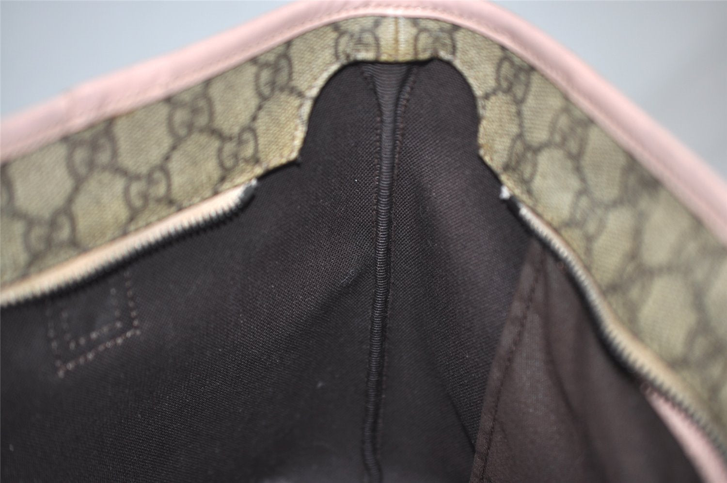 Authentic GUCCI Vintage Shoulder Tote Bag GG PVC Enamel 211138 Brown Pink 7669J