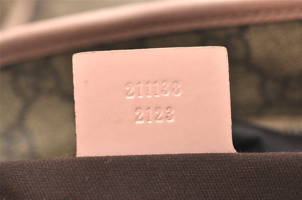 Authentic GUCCI Vintage Shoulder Tote Bag GG PVC Enamel 211138 Brown Pink 7669J