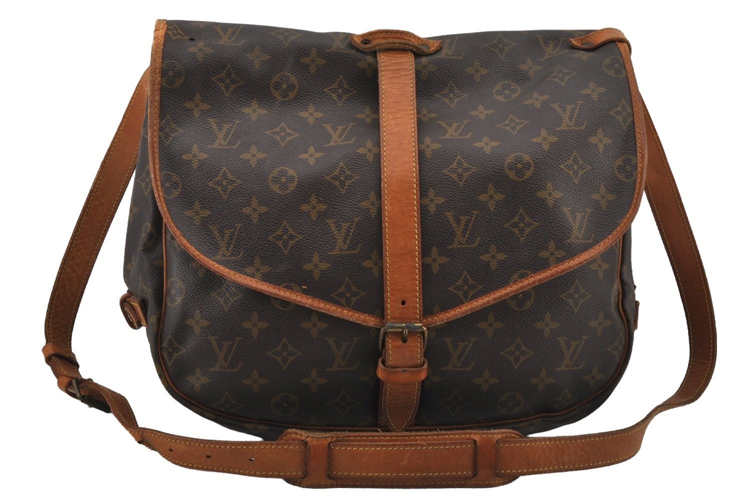 Authentic Louis Vuitton Monogram Saumur 35 Shoulder Cross Bag M42254 LV 7671J