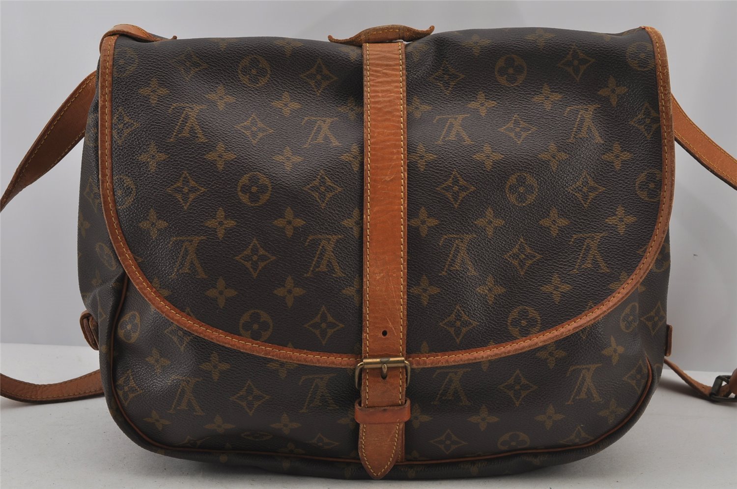 Authentic Louis Vuitton Monogram Saumur 35 Shoulder Cross Bag M42254 LV 7671J