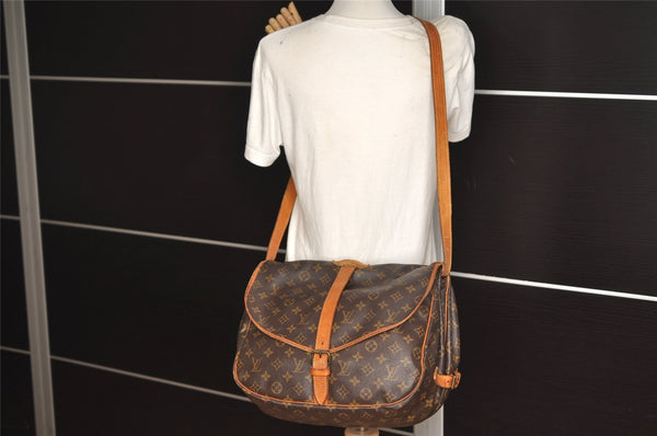 Authentic Louis Vuitton Monogram Saumur 35 Shoulder Cross Bag M42254 LV 7671J