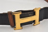 Authentic HERMES Constance Leather Reversible Belt 85cm 33.5" Brown Black 7671K