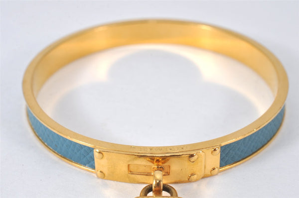 Authentic HERMES Kelly Cadena Bangle Bracelet Gold Blue 7672K