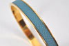 Authentic HERMES Kelly Cadena Bangle Bracelet Gold Blue 7672K