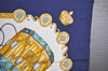 Authentic HERMES Carre 90 Scarf "LES TAMBOURS" Silk Navy Blue 7673I