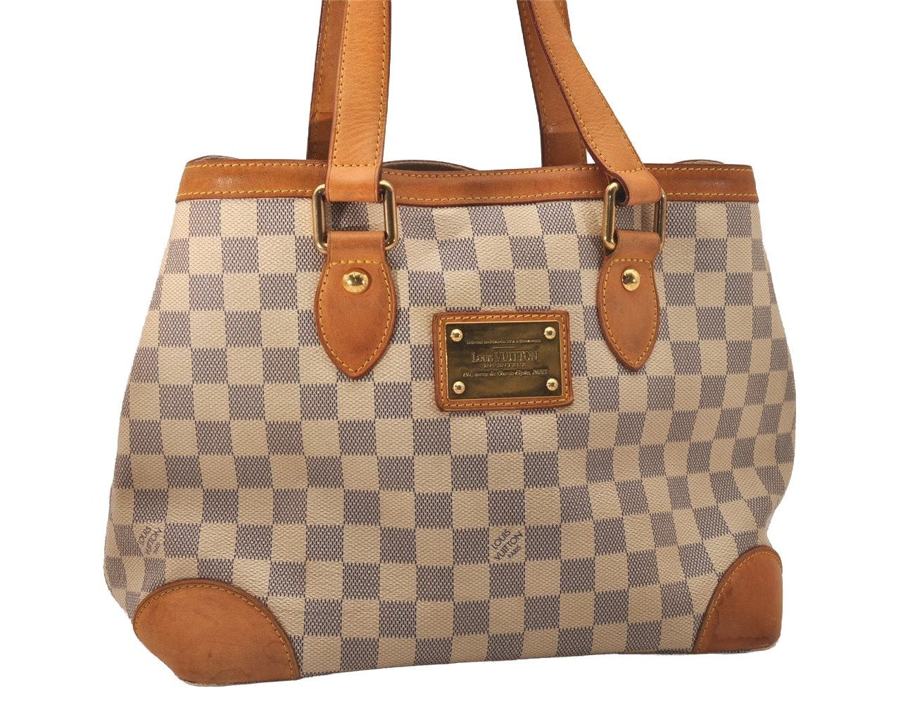 Authentic Louis Vuitton Damier Azur Hampstead PM N51207 Shoulder Tote Bag 7674J