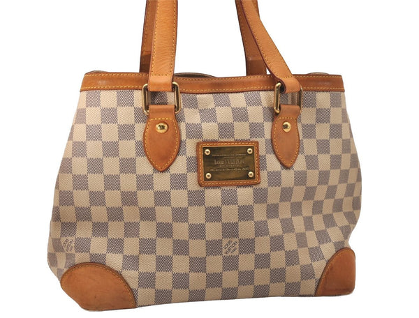 Authentic Louis Vuitton Damier Azur Hampstead PM N51207 Shoulder Tote Bag 7674J