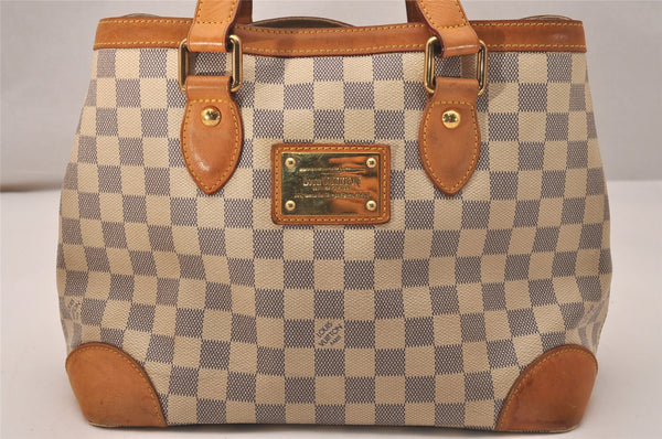 Authentic Louis Vuitton Damier Azur Hampstead PM N51207 Shoulder Tote Bag 7674J