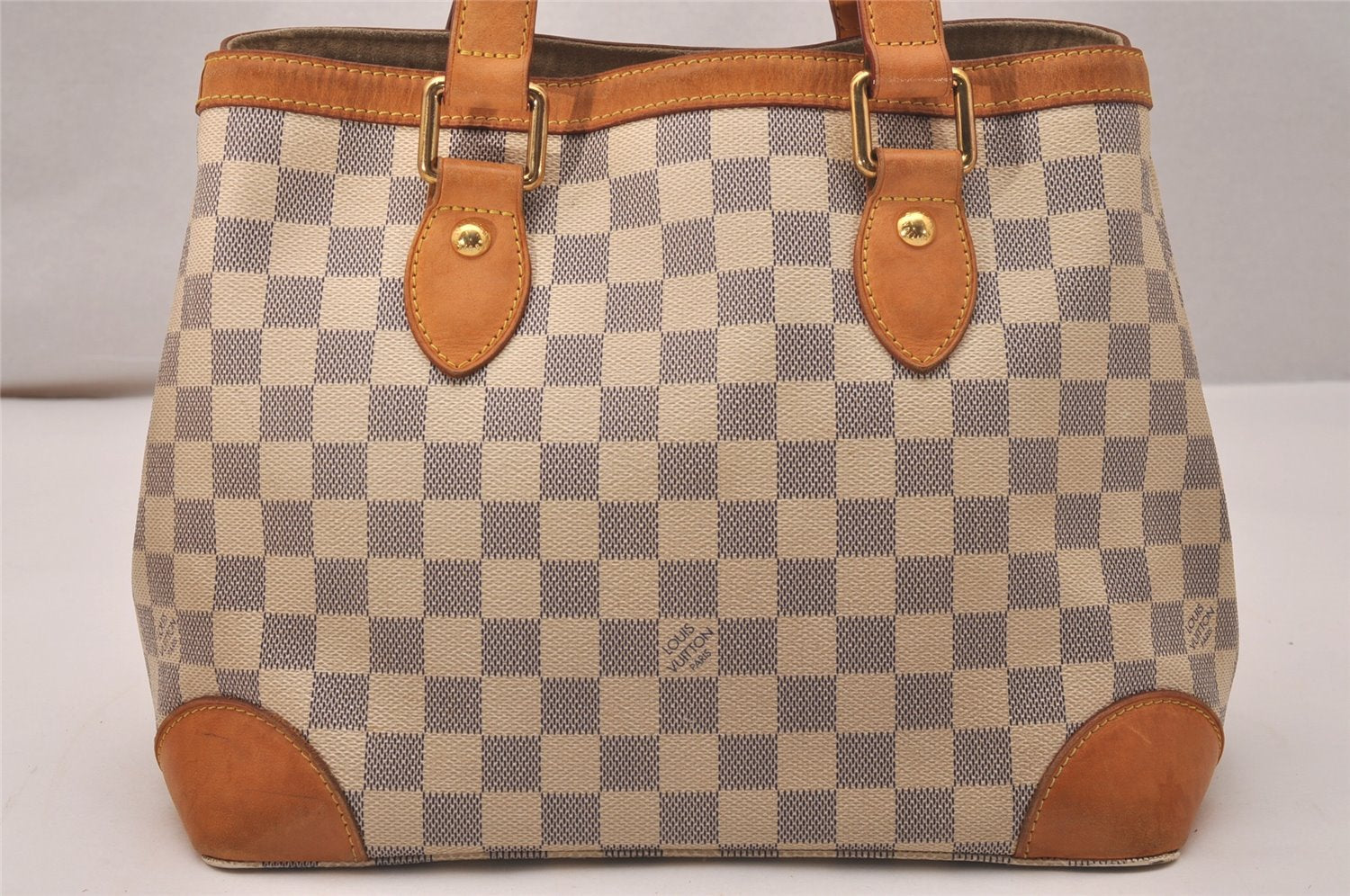 Authentic Louis Vuitton Damier Azur Hampstead PM N51207 Shoulder Tote Bag 7674J