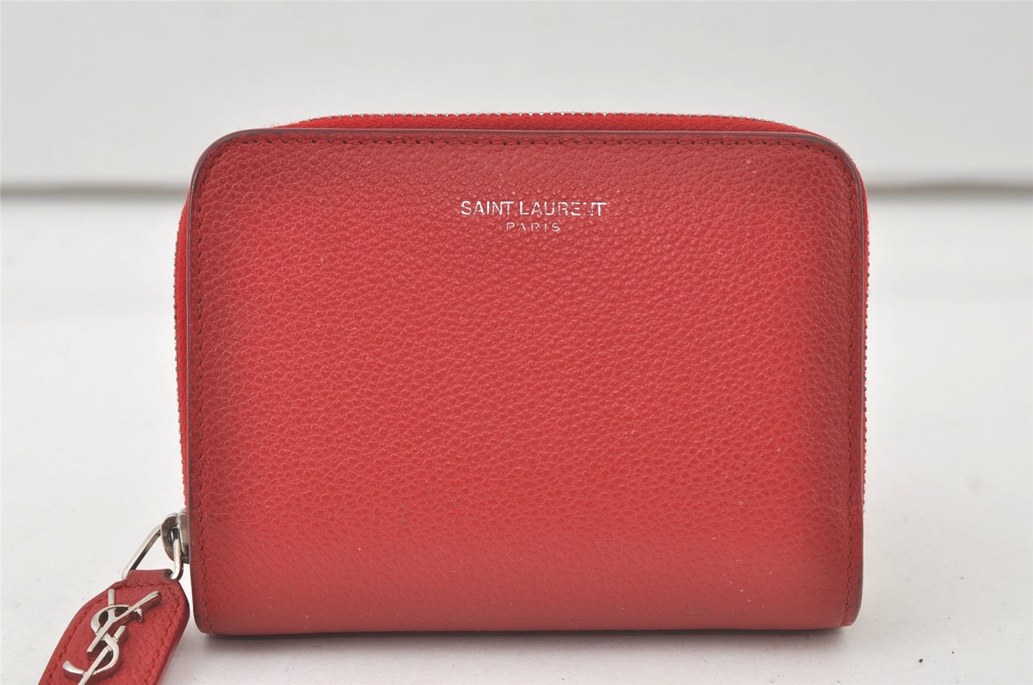 Authentic SAINT LAURENT Vintage Bifold Wallet Purse Leather Red 7675K