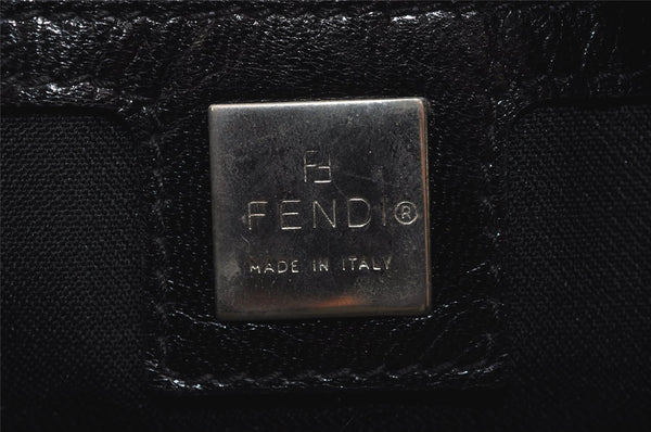 Authentic FENDI Mamma Baguette Shoulder Hand Bag Velour Leather Black 7677J