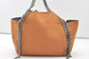 Authentic Stella McCartney Falabella Shoulder Hand Bag Leather Orange 7678J