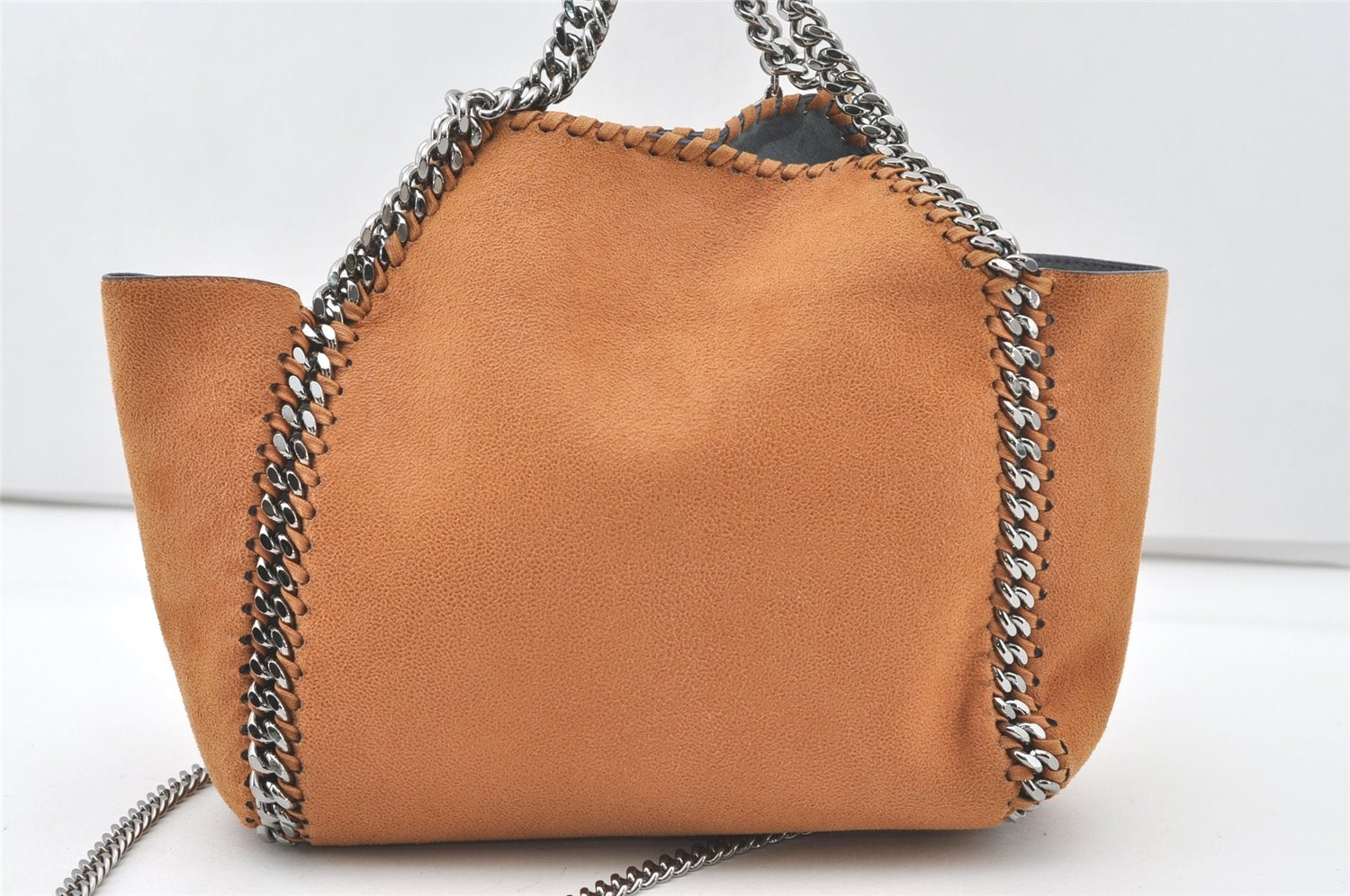 Authentic Stella McCartney Falabella Shoulder Hand Bag Leather Orange 7678J