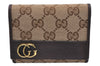 Authentic GUCCI Business Card Holder Purse GG Canvas Leather 245762 Brown 7680I