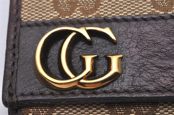 Authentic GUCCI Business Card Holder Purse GG Canvas Leather 245762 Brown 7680I