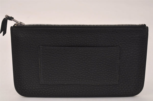 Authentic HERMES Dogon GM Leather Long Wallet Purse Black 7680J