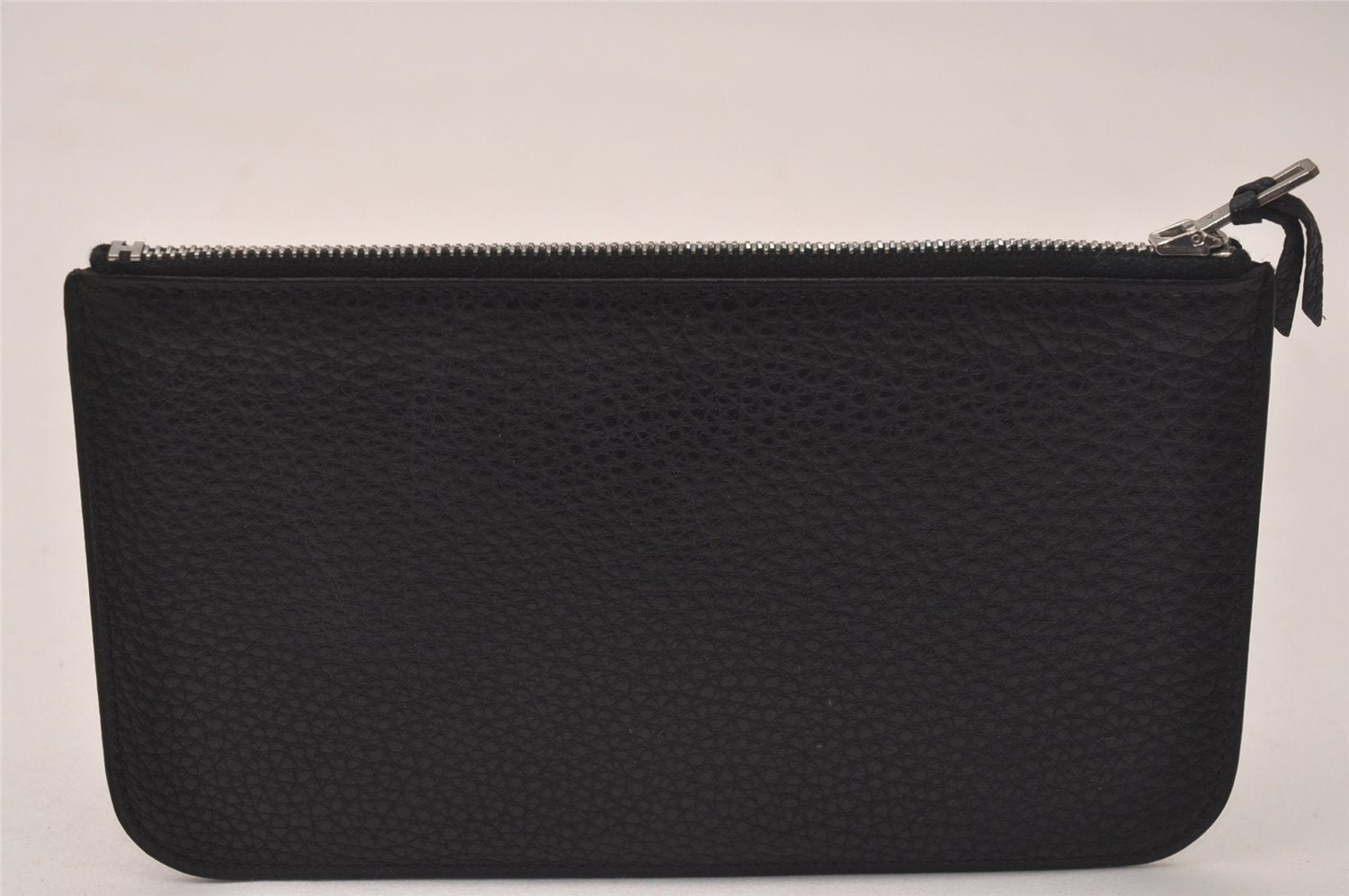 Authentic HERMES Dogon GM Leather Long Wallet Purse Black 7680J