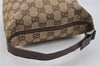 Authentic GUCCI Vintage Hand Bag Purse GG Canvas Leather 34080 Brown 7682I