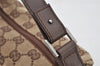 Authentic GUCCI Vintage Hand Bag Purse GG Canvas Leather 34080 Brown 7682I