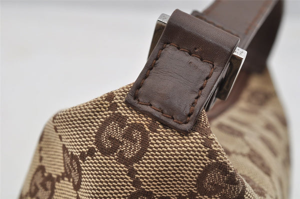 Authentic GUCCI Vintage Hand Bag Purse GG Canvas Leather 34080 Brown 7682I