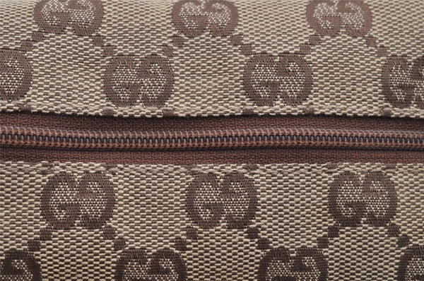 Authentic GUCCI Vintage Hand Bag Purse GG Canvas Leather 34080 Brown 7682I