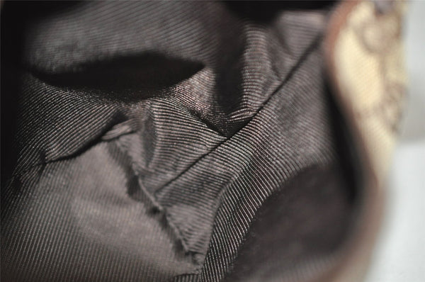 Authentic GUCCI Vintage Hand Bag Purse GG Canvas Leather 34080 Brown 7682I