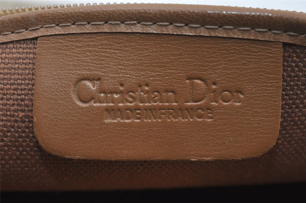 Authentic Christian Dior Honeycomb Chain Shoulder Bag PVC Leather Beige 7683I