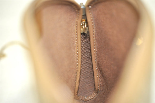 Authentic Christian Dior Honeycomb Chain Shoulder Bag PVC Leather Beige 7683I