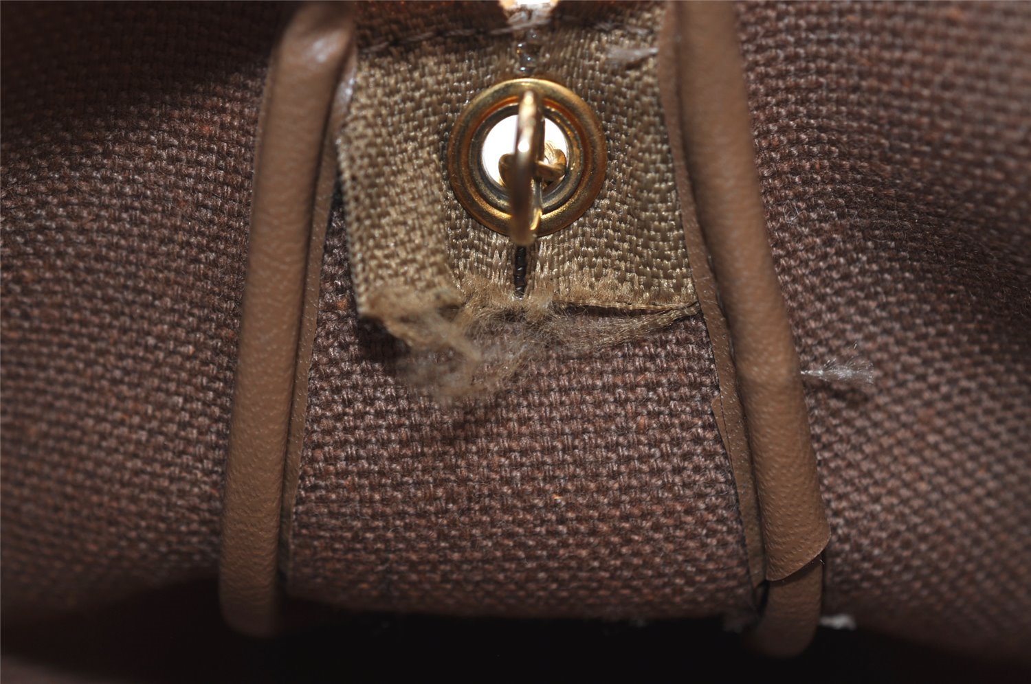 Authentic Christian Dior Honeycomb Chain Shoulder Bag PVC Leather Beige 7683I