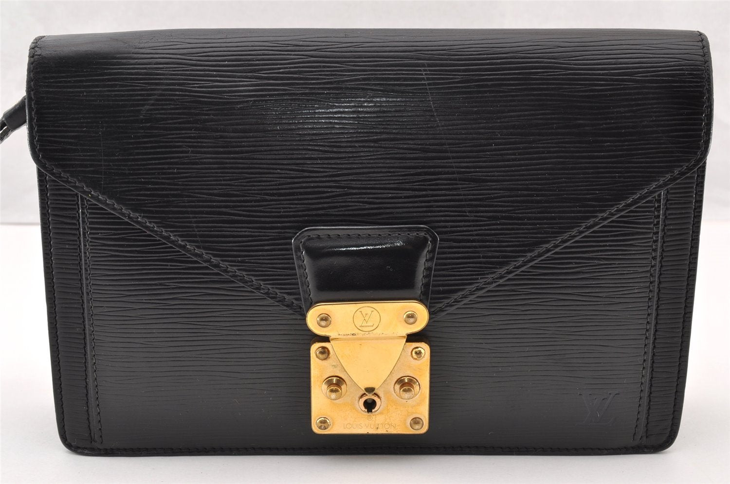 Authentic Louis Vuitton Epi Sellier Dragonne Clutch Bag Black M52612 LV 7684I