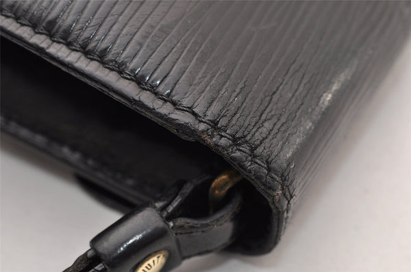 Authentic Louis Vuitton Epi Sellier Dragonne Clutch Bag Black M52612 LV 7684I