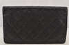 Authentic CHANEL Matelasse Caviar Skin CC Logo Bifold Long Wallet Black 7684J