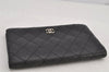 Authentic CHANEL Matelasse Caviar Skin CC Logo Bifold Long Wallet Black 7684J