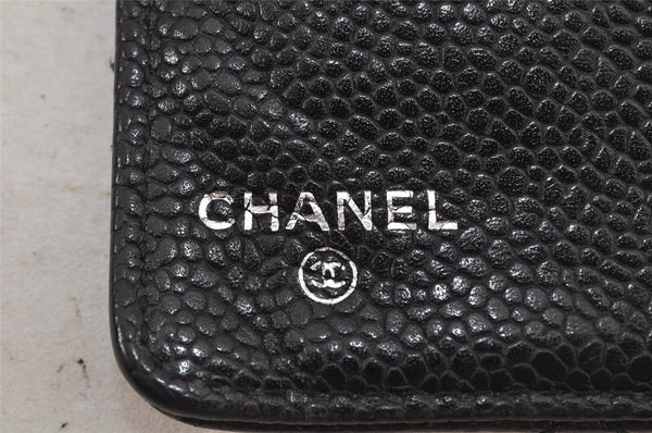 Authentic CHANEL Matelasse Caviar Skin CC Logo Bifold Long Wallet Black 7684J