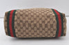 Authentic GUCCI Web Sherry Line Shoulder Tote Bag GG Canvas Leather Brown 7684K