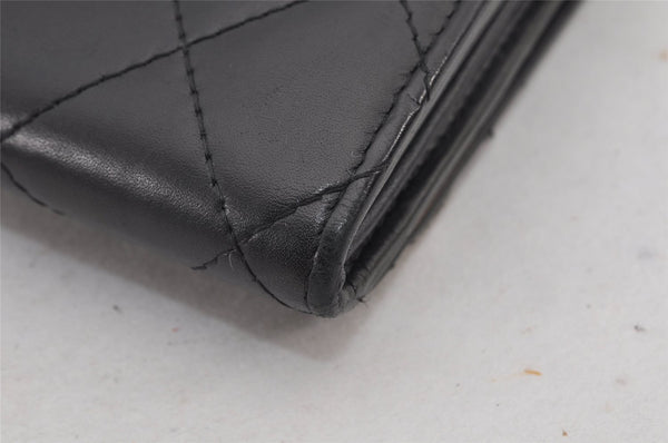 Authentic CHANEL Calf Skin Cambon Line CC Logo Long Wallet Purse Black 7685J