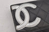 Authentic CHANEL Calf Skin Cambon Line CC Logo Long Wallet Purse Black 7685J