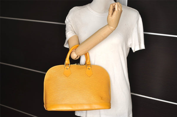 Authentic Louis Vuitton Epi Alma PM Hand Bag Yellow M52149 LV 7686I