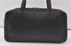 Authentic BURBERRY Vintage Nova Check Leather Hand Boston Bag Black 7686K