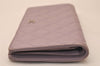 Authentic CHANEL Lamb Skin Matelasse Long Bifold Wallet Light Purple CC  7687J