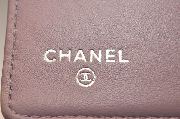 Authentic CHANEL Lamb Skin Matelasse Long Bifold Wallet Light Purple CC  7687J